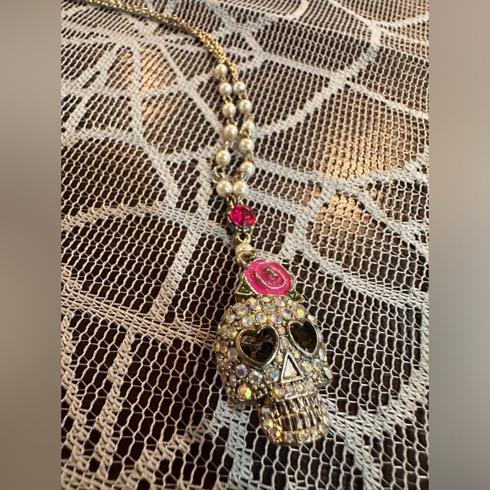 Betsey Johnson skull necklace.